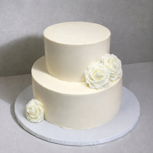 E10. Clean Icing Flower Tier Cake