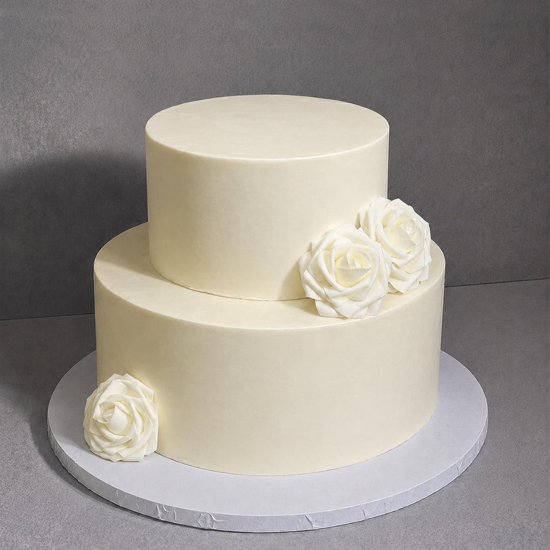 E10. Clean Icing Flower Tier Cake