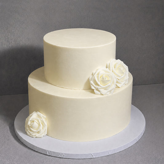 E10. Clean Icing Flower Tier Cake