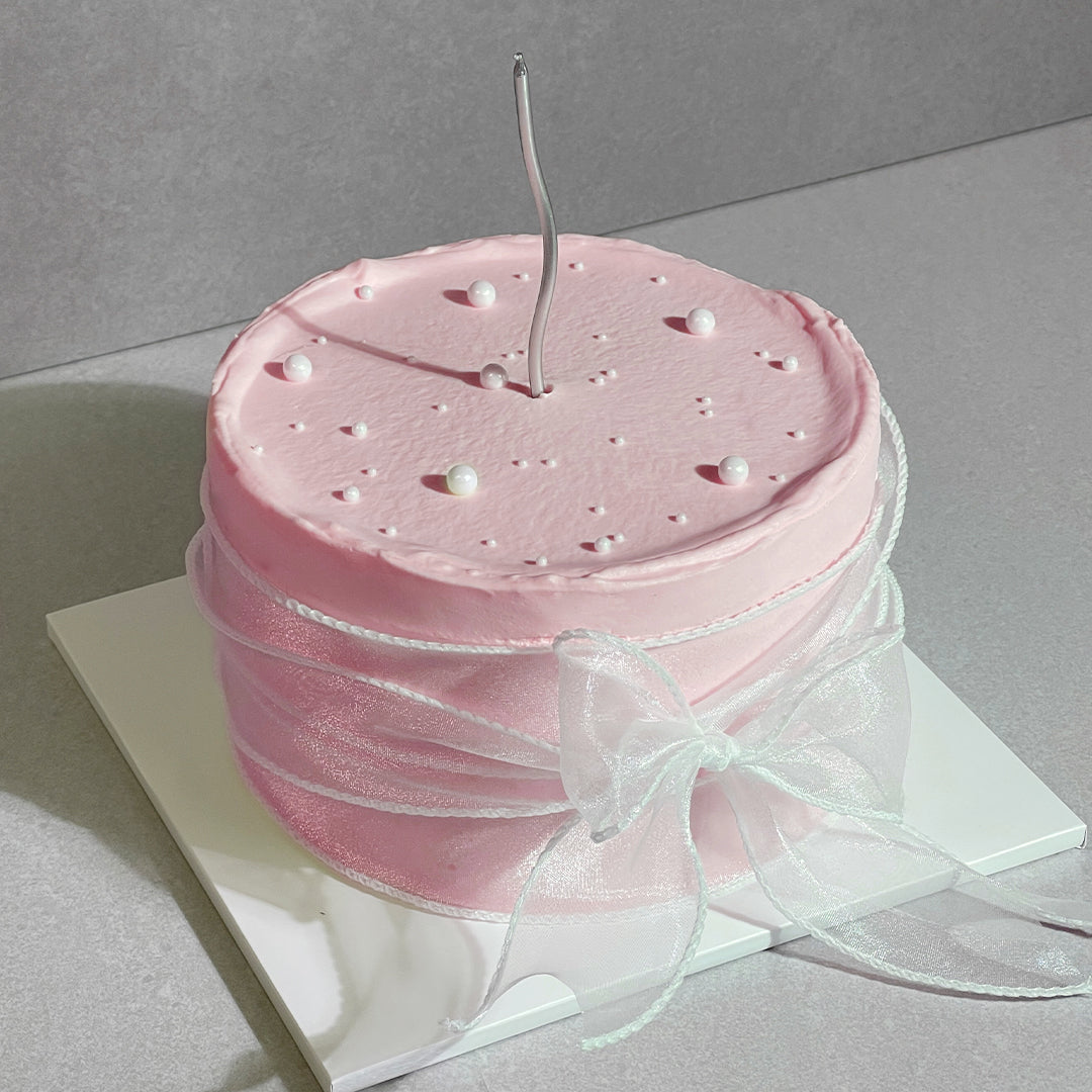 Pink Cake With Ribbon C12. Pearl Ribbon Cake – D'avant Bakery